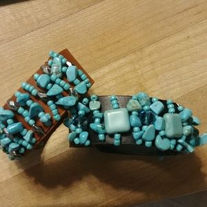 Leather band turquoise bracelets sold separately
